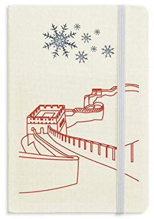 Notizbuch, Motiv: The Great Wall (in englischer Sprache), dickes Design, Schneeflocken, Rot
