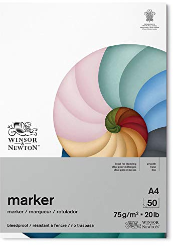 Winsor & Newton, Marker Paper, Bleedproof, A4, 50 Sheets, White, 75g/20lb