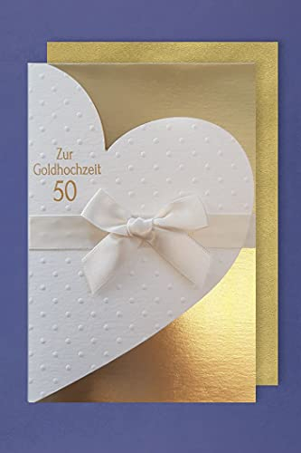 Goldhochzeit 50 Edel Gold Luxus Karte Grußkarte Goldenes Herz 17x11cm