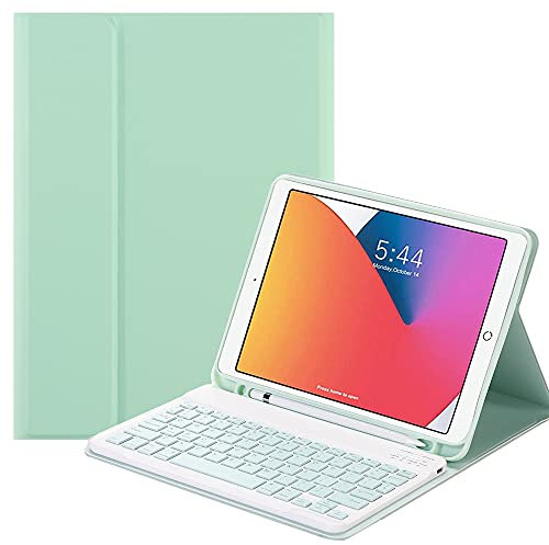 CHSTLS Funda Teclado para Apple iPad Mini/Mini 2 / Mini 3 / Mini 4 / Mini 5, Delgado y Ligero, Estuche con Magnético Teclado Bluetooth Inalámbrico Removible/Ranura para Lápiz - Verde