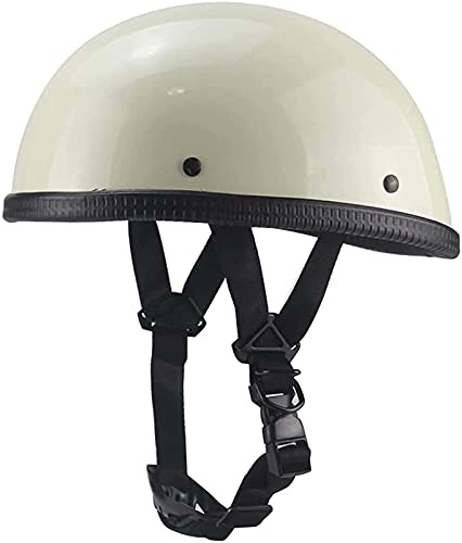 Motorradhelm Halbhelme Brain-Cap Offener Helm Retro Motorradhelm Lokomotive Roller Roller Lokomotive Halbschalenhelm Unisex ETE/COT-Zertifizierung (Farbe : Beige, Size : S=(54-56CM)) A,M