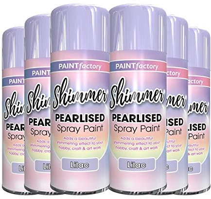 Classic Signature 6 x Pearlised Shimmer Lilac Spray Paint 400mlSpray Paint in variety of colors White Pink Silver Lilac,Arts Crafts