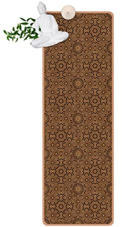 Yogamatte - Orientalisches Muster mit goldenen Sternen, 61cm x 183cm, Kork