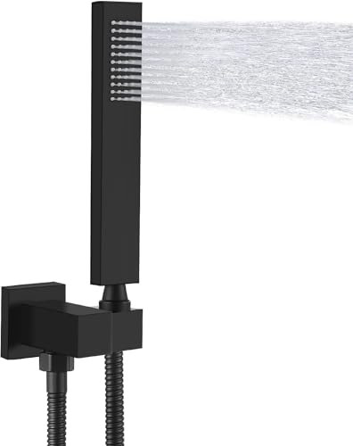 Midanya Douche de salle de bain à main carrée en acier inoxydable SUS304 haute pression avec connecteur mural, support de douche et tuyau de douche flexible de 152,4 cm