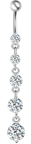 Lieson Bauchnabel Ring Piercing, Anhänger Bauchnabelpiercing Chirurgenstahl Lang Welle mit Zirkonia Bauchnabelpiercing Banane Bauchnabel Schmuck