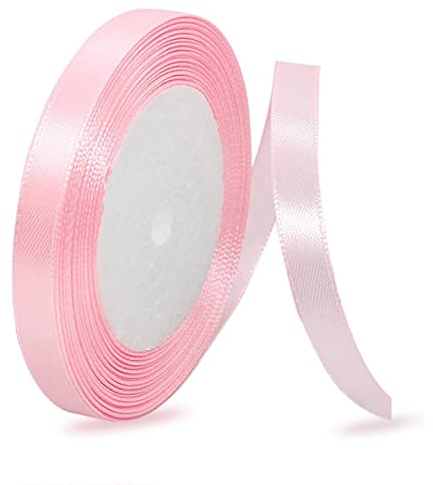 Satinbands Hellrosa 10mm Breit, 23 Meters Geschenkband Hellrosa Schleifenband für Geschenkverpackungen, DIY-Basteleien, Blumensträuße, Nähprojekte, Schleifenherstellung