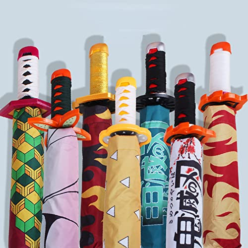 ZNLVZSH Dämon Regenschirm, Anime Katana Sonnenschirm, 8 Knochen Falten Winddicht Faltbar Anti-uv Multifunktionale Regenausrüstung,3d Muster Für Weihnachten Geburtstagsgeschenk, Kamado Tanjirou B