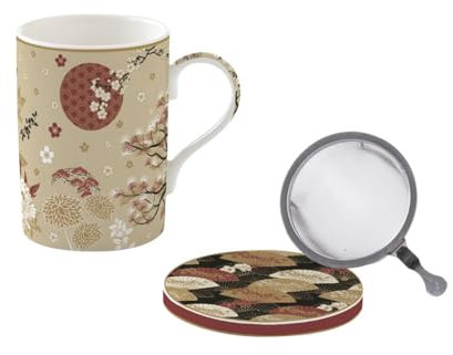 Easy Life COFFRET TISANIERE 35CL EN PORCELAINE AVEC FILTRE INOX KIMONO