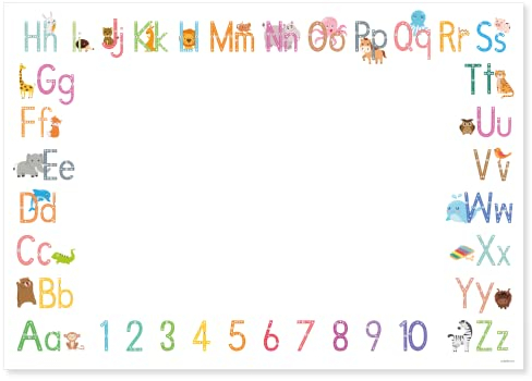 DIN A3 Schreibtischunterlage „ABC & Zahlen mit Schreibanleitung aus Papier von edelkern® | Ideale Tischunterlage für Kinder | Viel Platz zum Malen und Schreiben
