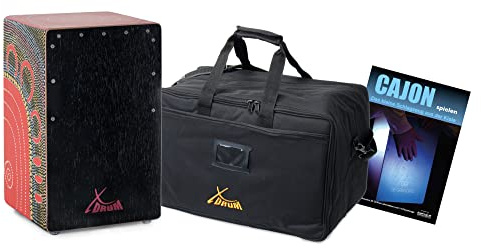 XDrum Design Series Cajon Flower Set inkl. Tasche + Schule, 5 cm | Handbemalte Designer-Cajon mit Dot Art-Blumen, Integrierter Bass Port, Korpus: HPL (High Pressure Laminate), 5 cm, Gewicht 3
