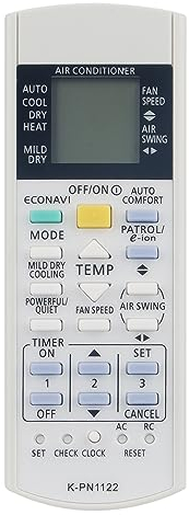 ALLIMITY Reemplazo de Mando a Distancia Aire Acondicionado adaptar por Panasonic Air Conditioner AC A/C CS-PA18NKS K-PN1122 KL-PN1128