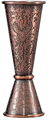 SKY FISH 3D Relief Cocktail Double Japanese Jigger 1/2oz, 3/4oz, 1oz, 1 1/2Oz, and 2oz, Stainless Steel Measuring Jigger Copper Plated