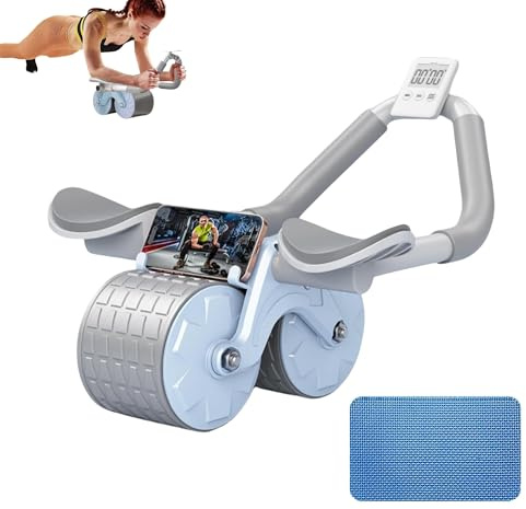 Roller für ABS mit automatischer Rückfederung. Rad für Bauch mit Ellenbogenstütze. Heimtraining mit Knieschoner und Stoppuhr Inklusive. Sport für Anfänger zu Hause.