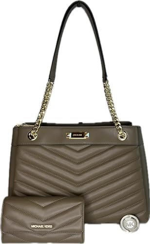 Michael Kors Whitney MD Schultertasche mit Kette und passendem großen, dreifach gefalteten Geldbörsenhaken (Dusk), Dusk