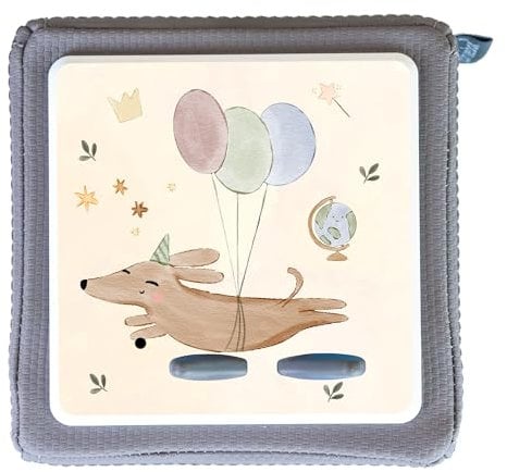 MeinBaby123® Toniebox Schutzfolie Hund | Toniebix Zubehör | Toniebox Aufkleber passgenau & selbstklebend | Toniebox Sticker | Geschenke für Kinder zum Geburtstag (Hund mit Luftballon)
