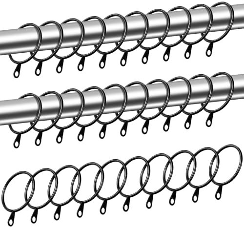 Shappy 40 Packs Metal Drapery Curtain Rings Curtain Rod Rings with Eyelets Hanging Rings for Curtains and Rods, Drape Sliding Eyelet Rings Internal Diameter(1.5in,Black)