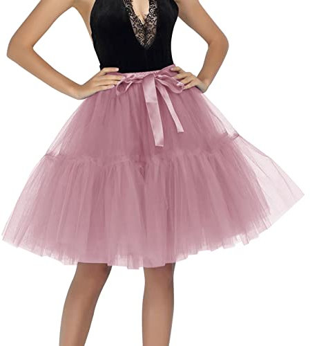 Tinta unita Elastico In Vita Può Gonna Fatto A Mano Performance Gonna Estendere Gonne Donna Corto A Quadri, rosa intenso, Taglia unica