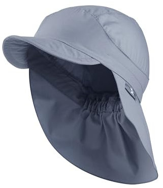 Sterntaler Schirmmütze Nacken Basic - Unisex Baby- und Kinder Mütze mit Nackenschutz - UV-Schutz 50+ Hut aus Popeline (Bio) - leichte Sommer Kopfbedeckung mit Gummiband - graublau, Größe 51