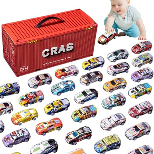 Sollee Box Cars Spielset, Aufbewahrungsbox Auto Partygeschenke,Rennmusterautos | Rennmuster-Kleinwagen, 48 Stück Rennfahrzeuge für Kinder, Spielzeugautos für Kinder, Behälter-Aufbewahrungsbox für