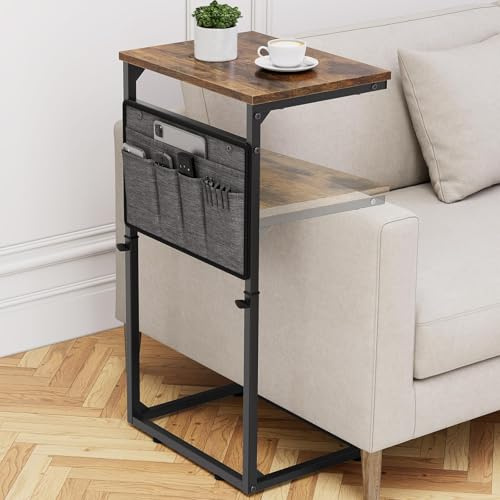 Vagusicc C-förmiger Beistelltisch, 84 cm hoch, verstellbare Höhe, Kleiner Couch-Beistelltisch für kleine Räume, Beistelltisch unter dem Sofa, TV-Tablett, Tisch, Armtisch für