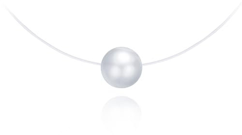 CPSLOVE Collane Ciondolo in Argento 925 per Donna Ragazze Elegante Ciondolo di Perle Creativa Collana Solitario con Filo di Nylon Trasparente