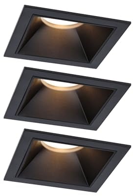 Paulmann 93125 LED Einbauleuchte 3-Step-Dim Cole IP44 eckig 88x88mm Coin 3x6W 3x470lm 230V 2700K Schwarz