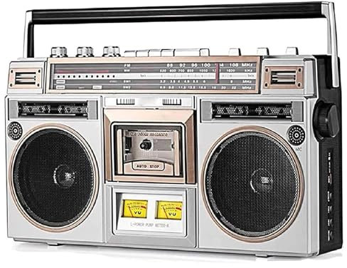 Lecteur de Cassettes Portable, Lecteur de CD, Boombox Bluetooth rétro des années 80 avec Radio AM/FM, convertit Les Cassettes en USB/SD, Prend en Charge l'entrée SD/USB, pour Les Voyages en Famille