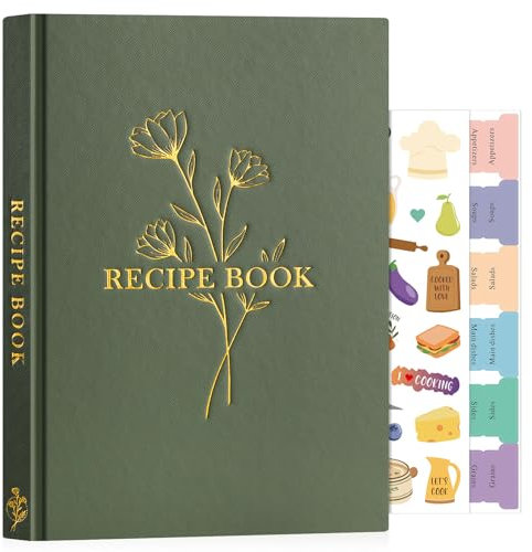 Lanpn Libro di Ricette Il Mio Ricettario B5 in Pelle, Quaderno per Ricette da Scrivere, Recipe Cook Journal Book to Write in Your own Recipes, Libri di Cucina Cooker Girl Libro, Verde, Inglese