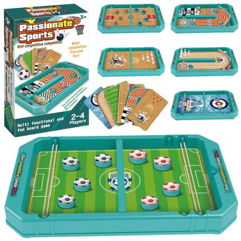 Sling Puck Spiel Holz Match-Spiel Brettspiel Schnell Sling Puck Hockey Fast Sling Puck Game Hockey Brettspiel 6 in1 Portable Schachbrett-Set Partyspiele Tisch-Desktop-Spiel Set-Passendes Geschenk