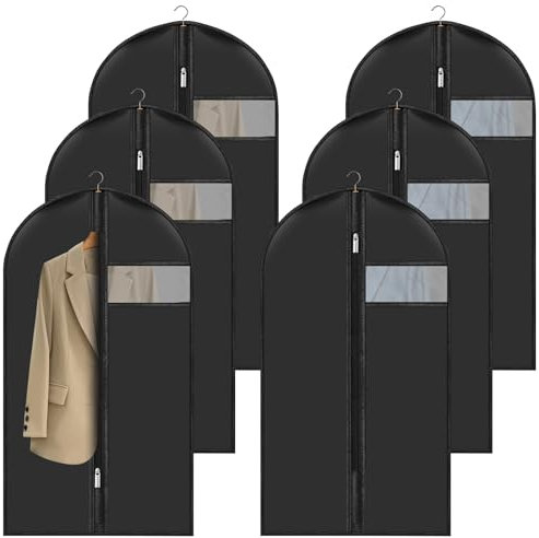 60 x 100 cm - Set di 6 custodie per indumenti antipolvere, impermeabili con zip, custodia da appendere per riporre camicie, abiti e cappotti vestiti