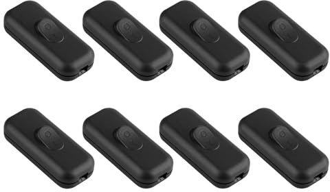 ‌Schwarz Wippschalter, 6A, 2-polig und 3-polig, für Kleingeräte oder Lampen, 8 Stück