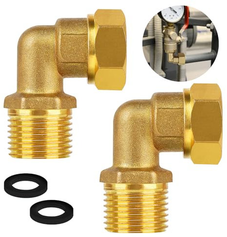 2 Stück beweglich Messing Verschraubungen, 1/2 Zoll Winkel 90 Grad, 1/2 AG x 1/2 IG, DN15 90° Winkelverschraubung für Wasserinstallationen & Heizungssysteme
