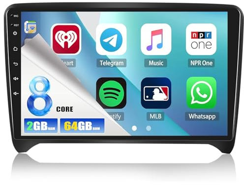[8 Core 2G+64G] CAMECHO Android 13 Autoradio für Audi TT 8J MK2 2008-2014 mit Navi Wireless Carplay Android Auto,Radio 2 Din 9 Zoll Bildschirm mit FM/RDS Bluetooth5.0+ DSP Mirror Link