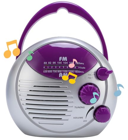 Duschradio, Tragbares AM -FM -Radio, Batteriebetriebenes Badezimmerradio mit Rotierenden Knoprf für Innenräume Im Freien