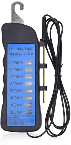 Testeur de tension clôture 12KV, 2 000 à 12 000V Détecteur de défauts de clôture électrique Portable Détecteur de disjoncteur numérique avec 8 indicateurs lumineux au néon pour les fermes d'élevage