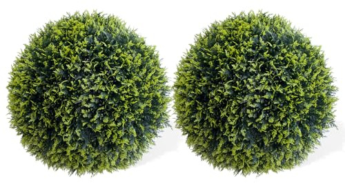 Topiary Ball 2 Pcs, Artificial Cedar Topiary Balls Garden Spheres Decorative Balls for Outdoor Patio Garden and Indoor, Wedding Decoration, 24.8 in