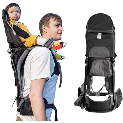 LLNWYGEB Sac à Dos de randonnée Porte-bébé à bandoulière - Protection Contre Le Soleil et la Pluie, siège Ergonomique - Porte-bébé Mains Libres pour Tout-Petits de 6 Mois à 3 Ans (jusqu'à 18 kg) Noir