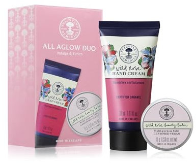 Neal's Yard Remedies All Aglow Gift Set, Wild Rose Beauty Balm & Hand Cream, Radiant and Nourished Skin, Vegan & Cruelty-Free, Set of 2
