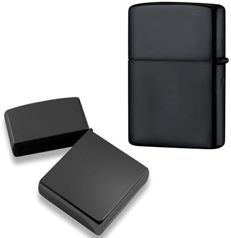 Feuerzeughülle Ohne Einsatz Metall Feuerzeughülle für Zippo Feuerzeug Hülle Geschenke für Papa, Freund (Strahlmatt Schwarz)