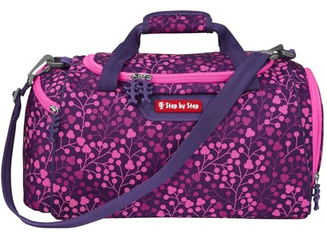Step by Step Sporttasche „Butterfly Night Ina“, lila-rosa, mit Nasswäschefach, Abnehmbarer Tragegurt, Verstellbarer Schultergurt, für Mädchen 1. Klasse, 13L