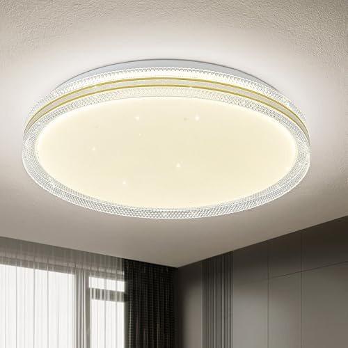 Qamra Deckenleuchte LED Deckenlampe 40CM,36W,4000k Neutrales Licht,Sternenhimmel-Effekt Deckenbeleuchtung,Rund LED Lampe für schlafzimmer,Wohnzimmer,Küche,Kinderzimmer,Büroc,Arbeitszimmer