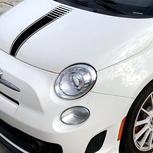 Adesivo compatibile per fiat 500 abarth 595 695 adesivo per cofano generico decorazione tuning (Nero)