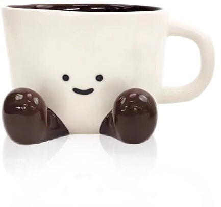 Cosiesnest Funny Feet Coffee Mug Novelty Art Footed Tea Cup Cute Mugs Thermal Decorative Mug Hand-Kneaded Design for Women Men Christmas Birthday Gift Home Office (Coffee)