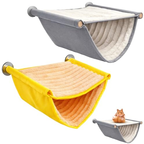 dienjason 2pcs Rat Hammock, Guinea Pig Hammock, Guinea Pig Bed, Double Layered Design Optimizes Cage Space, Suitable for Various Small Pets