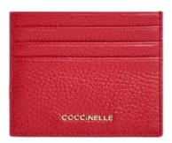 Coccinelle Kreditkartenetui für Damen aus Leder, Metallic-Rot, 10 x 8,5 x 0,5 cm, mit RFID Safe und zentraler Tasche