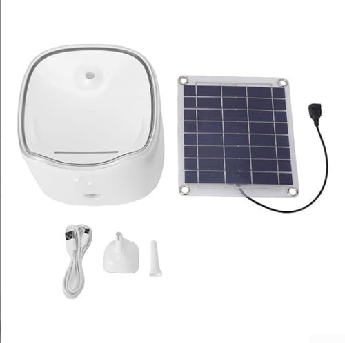 Fontaine à eau automatique à énergie solaire de grande capacité de 2 L pour chats et petits chiens avec débit doux et design circulant, matériau ABS blanc transparent pour un nettoyage facile (blanc)