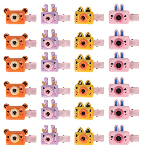 Haarklammern für Haustiere, 24 Stück Resin Mini Kamera Design, Bunte Hund Haarspangen für Kleine Hunde und Katzen - Stilvoller Look, Sicheres Material, Perfekt für Teddy und York
