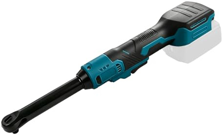 Llave de trinquete inalámbrica extendida de 3/8 compatible con batería Makita 18V, 320 RPM 80 N.m, llave de ratchet eléctrica de 16 cm de largo y luz LED (azul)