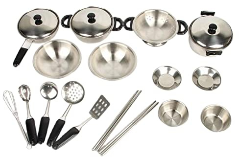 FewNvWa 20 Teiliges Küchenutensil Set Aus Edelstahl für Die Spielküche des Kleinen