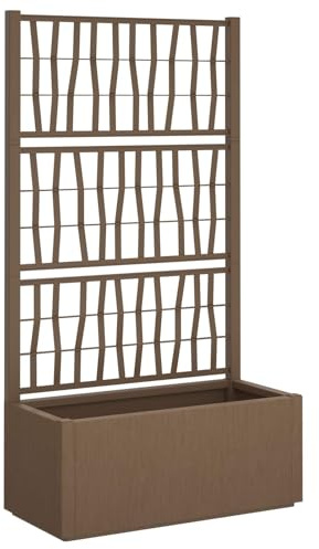 Owoxanthellate Fioriera da giardino con traliccio, marrone, 80 x 36 x 140 cm, fioriera con griglia in plastica PP per piante rampicanti, fioriera con traliccio per terrazza e giardino